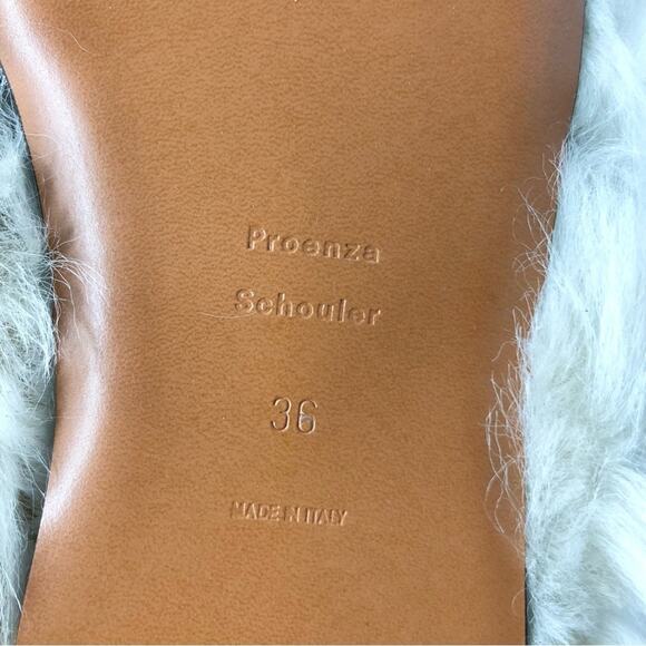 NIB Proenza Schouler Square Shearling Cream Lamb Fur Sandals Women’ 36 Shoes - Picture 7 of 11